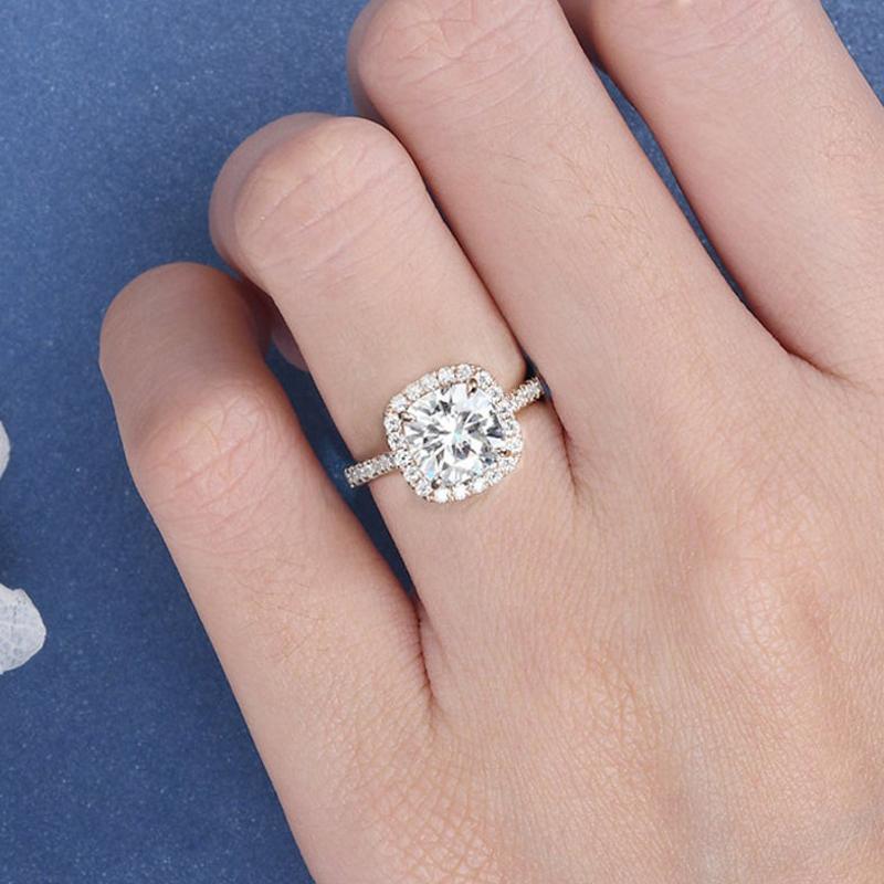 925 Sterling Silver Cushion Cut CZ Halo Ring