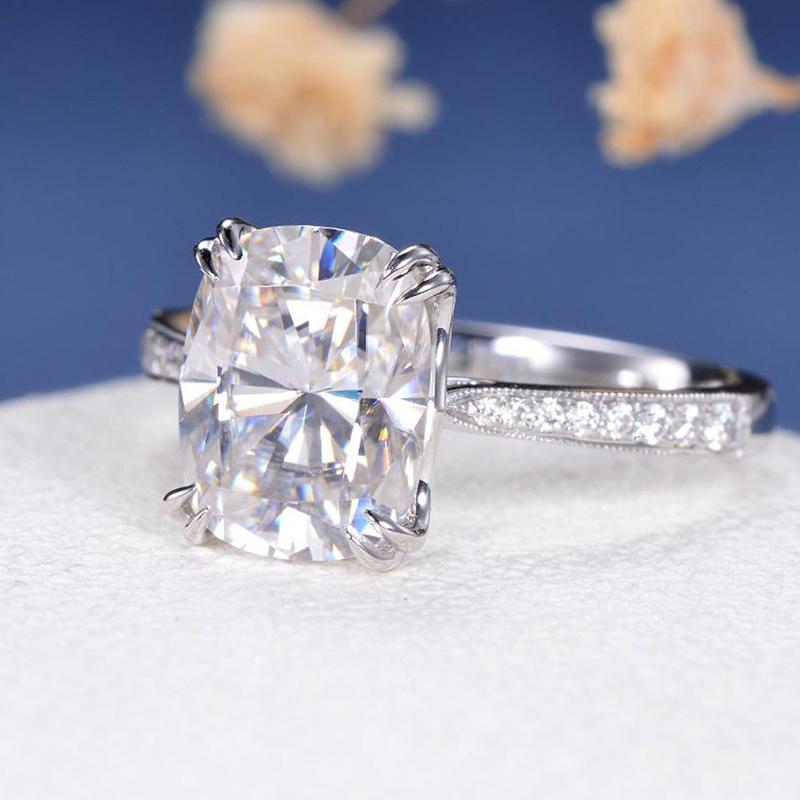 925 Sterling Silver Elongated Cushion Cut CZ Ring