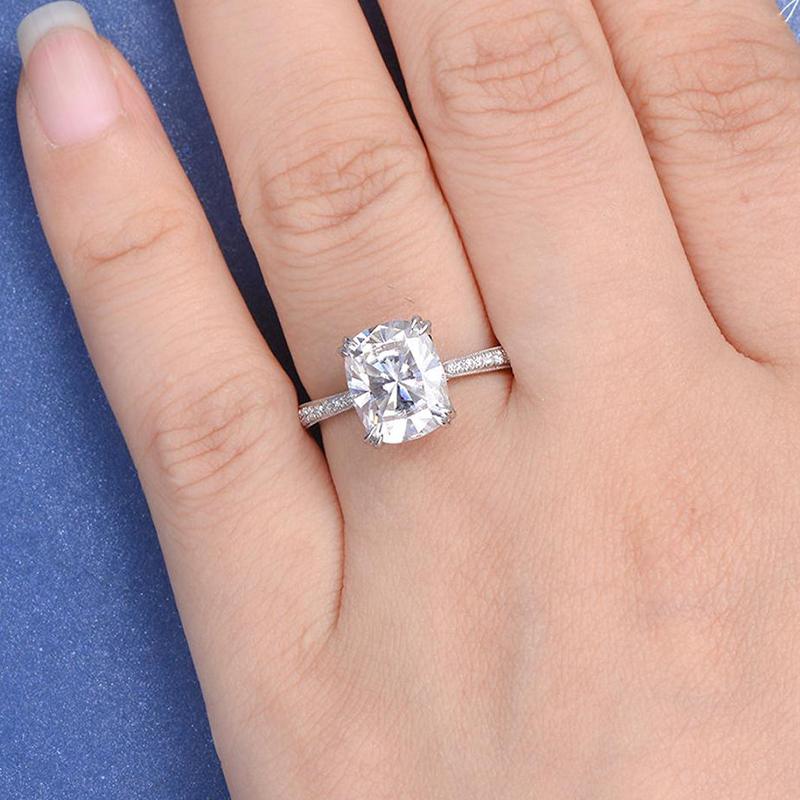 925 Sterling Silver Elongated Cushion Cut CZ Ring