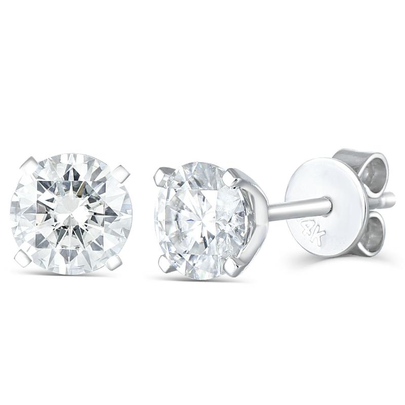 925 Sterling Silver Round Cut Cubic Zirconia Simple Stud Earrings