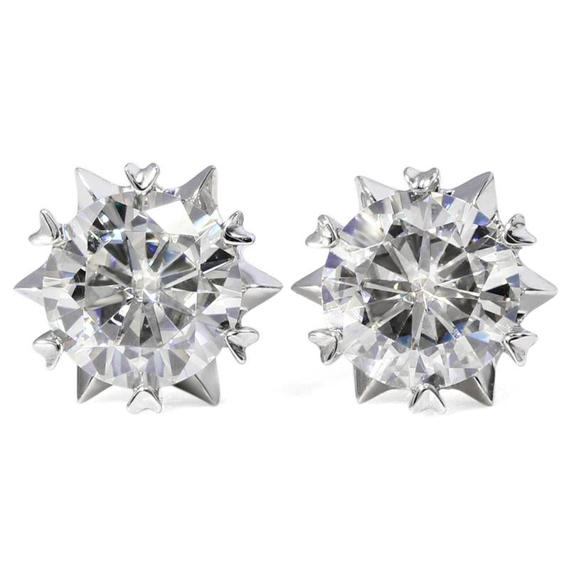 925 Sterling Silver Round Cut Cubic Zirconia Classic Stud Earrings