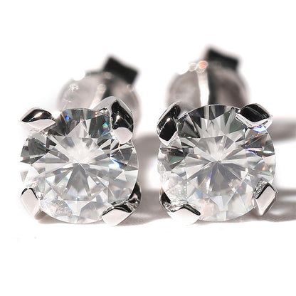 925 Sterling Silver Round Cut Cubic Zirconia Stud Earrings