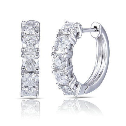 925 Sterling Silver Round Cut Cubic Zirconia Hoop Clip Earrings