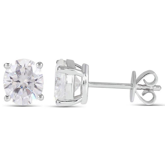 925 Sterling Silver Oval Cut Cubic Zirconia Stud Earrings