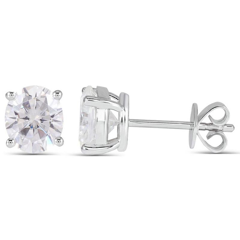 925 Sterling Silver Oval Cut Cubic Zirconia Stud Earrings