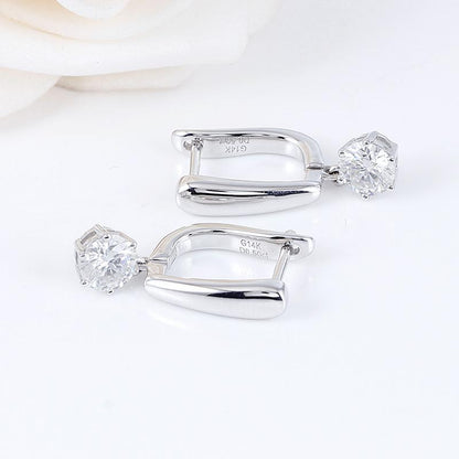 925 Sterling Silver Round Cut Cubic Zirconia Drop Earrings