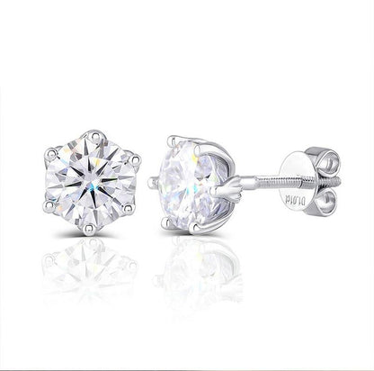 925 Sterling Silver Round Cut Cubic Zirconia Lotus Shaped Stud Earrings