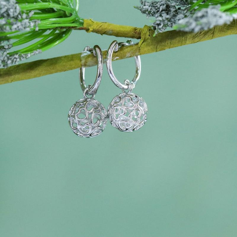 925 Sterling Silver Round Cut Cubic Zirconia Heart Shaped Earrings