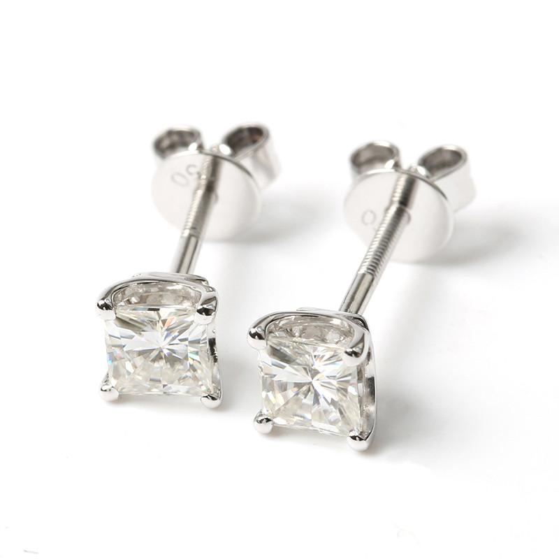 925 Sterling Silver Princess Cut Cubic Zirconia Simple Earrings