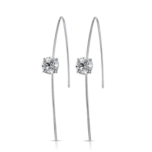 925 Sterling Silver Round Cubic Zirconia Curved Hoop Earrings