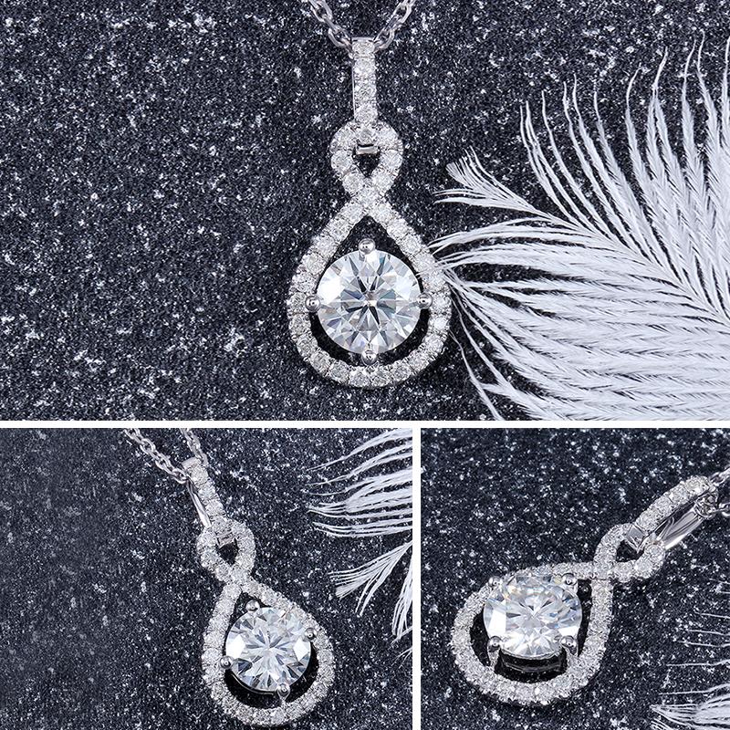 925 Sterling Silver Round Cut CZ Number "8“ Halo Pendant Necklace