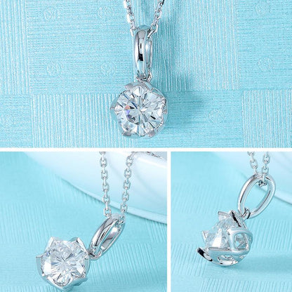 925 Sterling Silver Round Cut CZ Classic Pendant Necklace