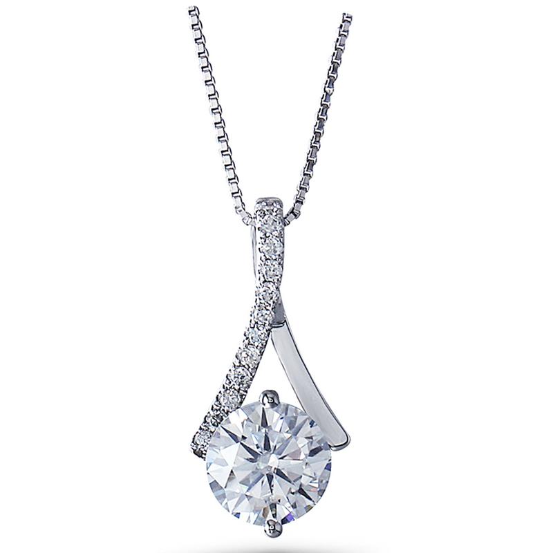 925 Sterling Silver Round Cut CZ Fashion Pendant Necklace