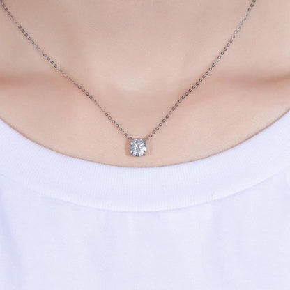 925 Sterling Silver Oval Cut CZ Simple Necklace