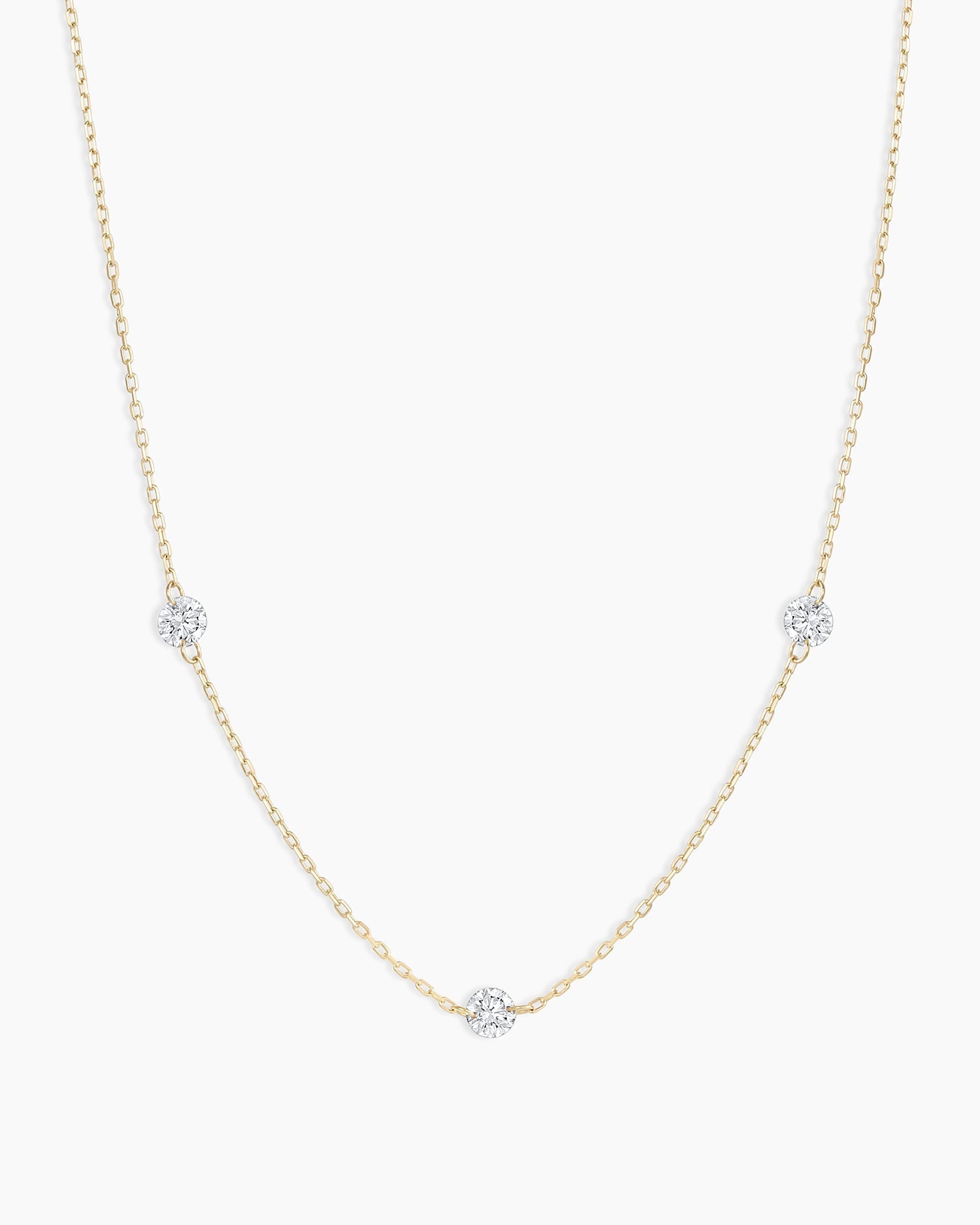 925 Sterling Silver Floating Diamond Stationary Trio Necklace 1