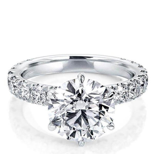 925 Sterling Silver Six Prong Round CZ Ring