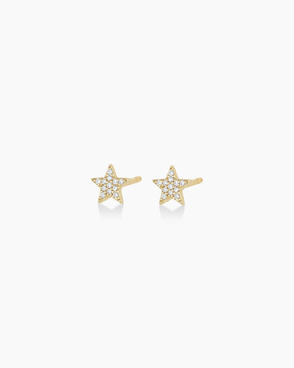 925 Sterling Silver Diamond Star Studs Earrings 1