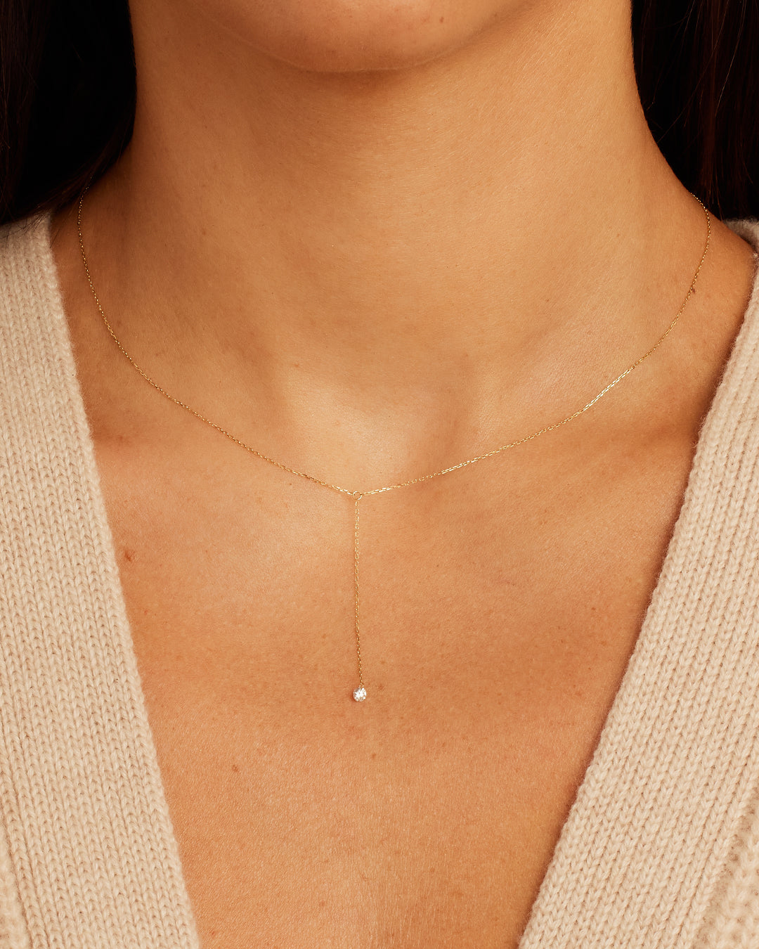 925 Sterling Silver Floating Diamond Lariat 2