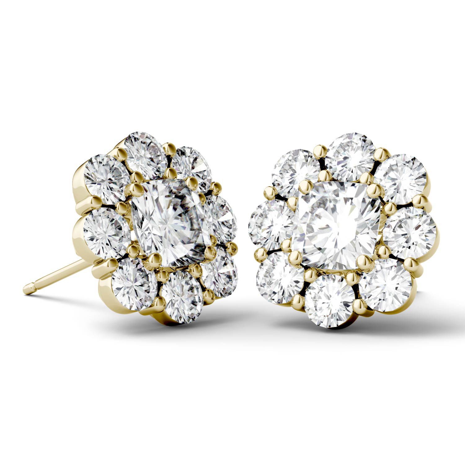 925 Sterling Silver Cushion Cubic Zirconia Halo Stud Earrings