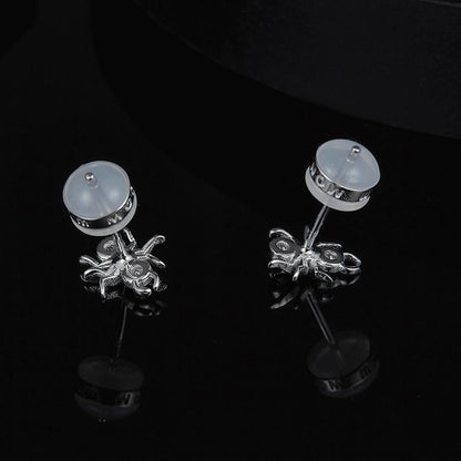 925 Sterling Silver Small Spider CZ Stud Earring