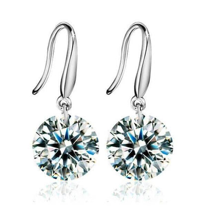 925 Sterling Silver Classic Created Cubic Zirconia Drop Earrings