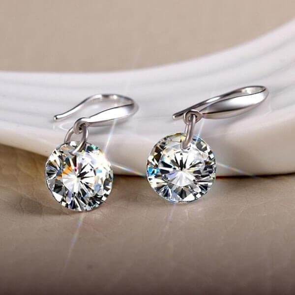 925 Sterling Silver Classic Created Cubic Zirconia Drop Earrings