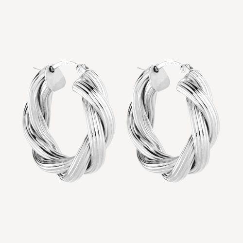 Glamour Hoop Silver Earring 1