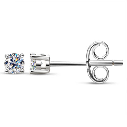 925 Sterling Silver Round Cut Cubic Zirconia Classic Stud Earrings