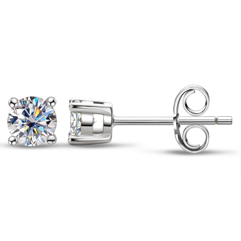 925 Sterling Silver Round Cut Cubic Zirconia Classic Stud Earrings