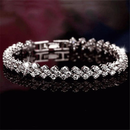 925 Sterling Silver Round Cut Created White Diamond Tennis Bracelet