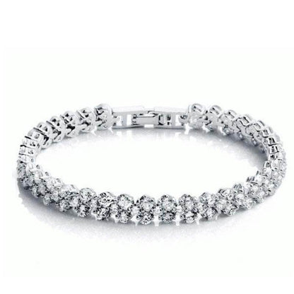 925 Sterling Silver Round Cut Created White Diamond Tennis Bracelet