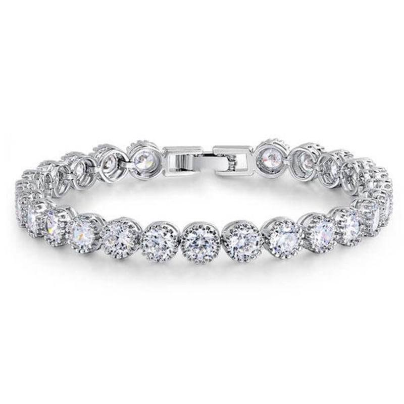 925 Sterling Silver Classic Round Cut Created White Diamond Bracelet