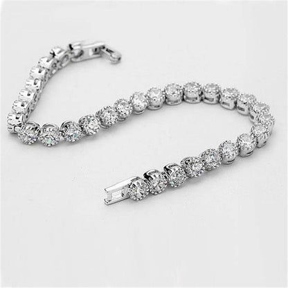 925 Sterling Silver Classic Round Cut Created White Diamond Bracelet