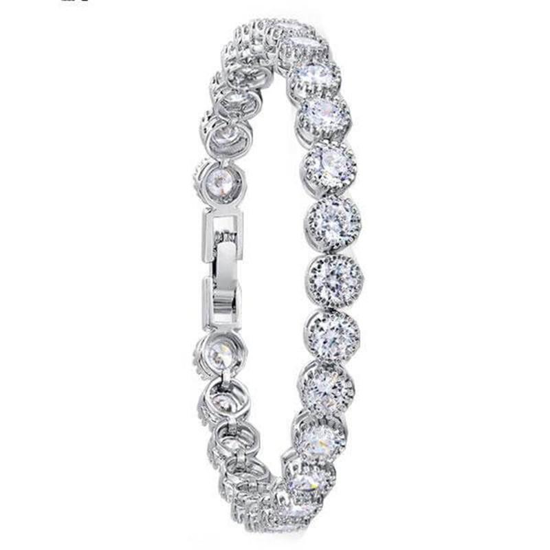 925 Sterling Silver Classic Round Cut Created White Diamond Bracelet