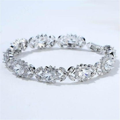 925 Sterling Silver Sunflower Design Created White Diamond Bracelet