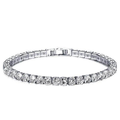 925 Sterling Silver Round Created White Diamond Tennis Bracelet