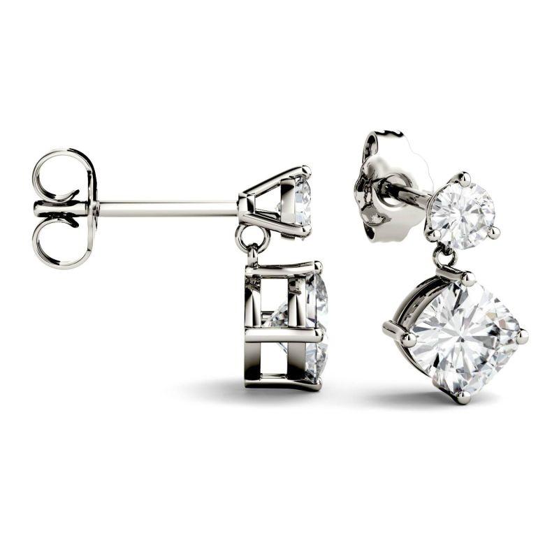 925 Sterling Sliver Cushion Cut Cubix Zirconia Drop Earrings