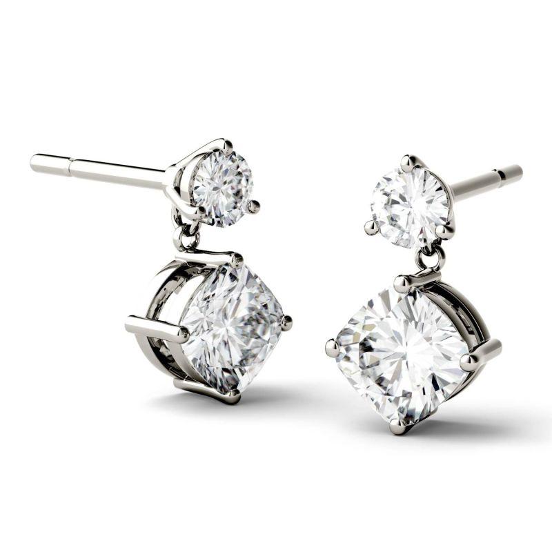 925 Sterling Sliver Cushion Cut Cubix Zirconia Drop Earrings