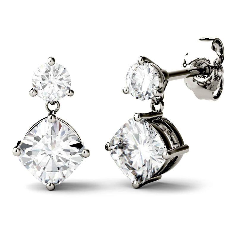 925 Sterling Sliver Cushion Cut Cubix Zirconia Drop Earrings