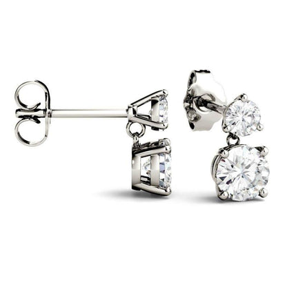 925 Sterling Sliver Round Cut Cubic Zirconia Drop Earrings