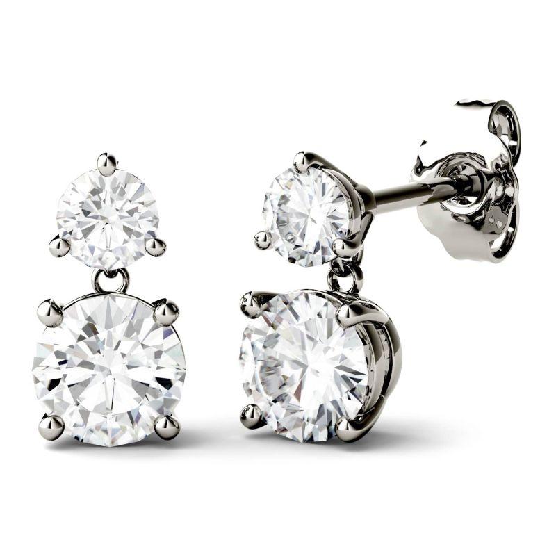 925 Sterling Sliver Round Cut Cubic Zirconia Drop Earrings