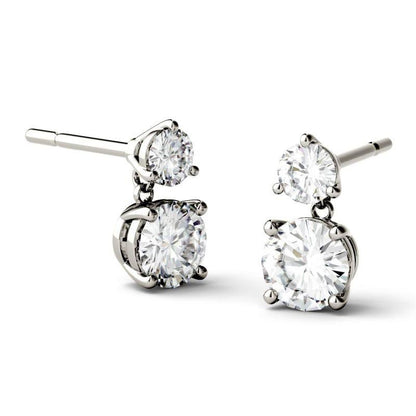 925 Sterling Sliver Round Cut Cubic Zirconia Drop Earrings