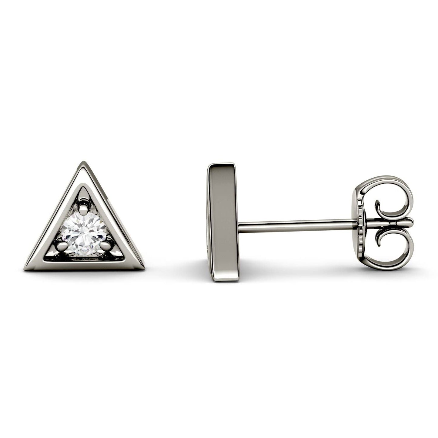 925 Sterling Sliver Round Cut Triangle Stud Earrings