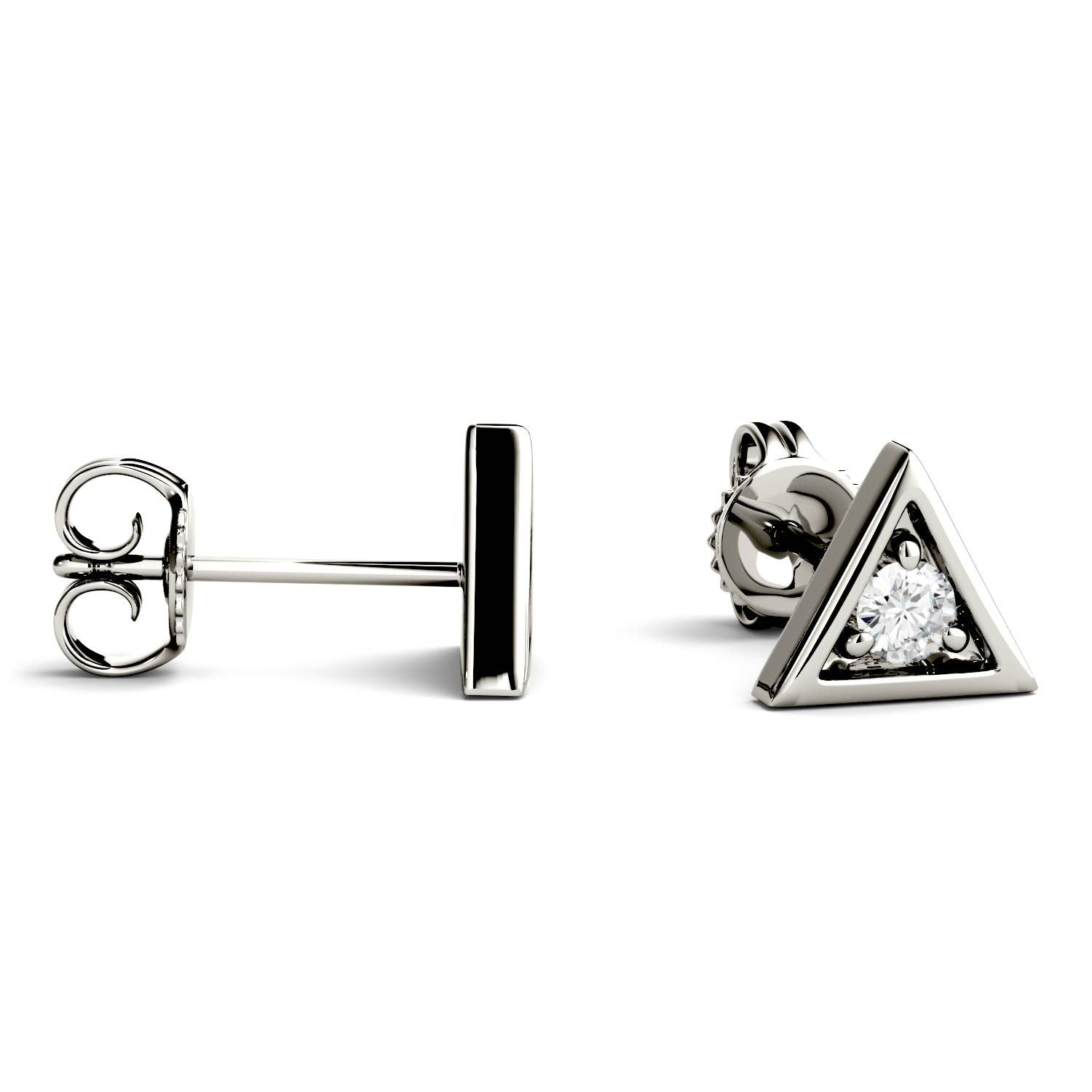 925 Sterling Sliver Round Cut Triangle Stud Earrings