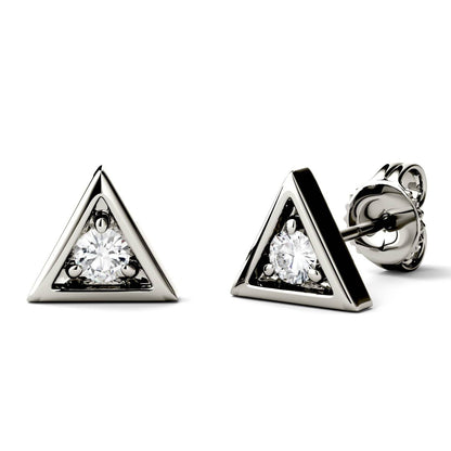 925 Sterling Sliver Round Cut Triangle Stud Earrings