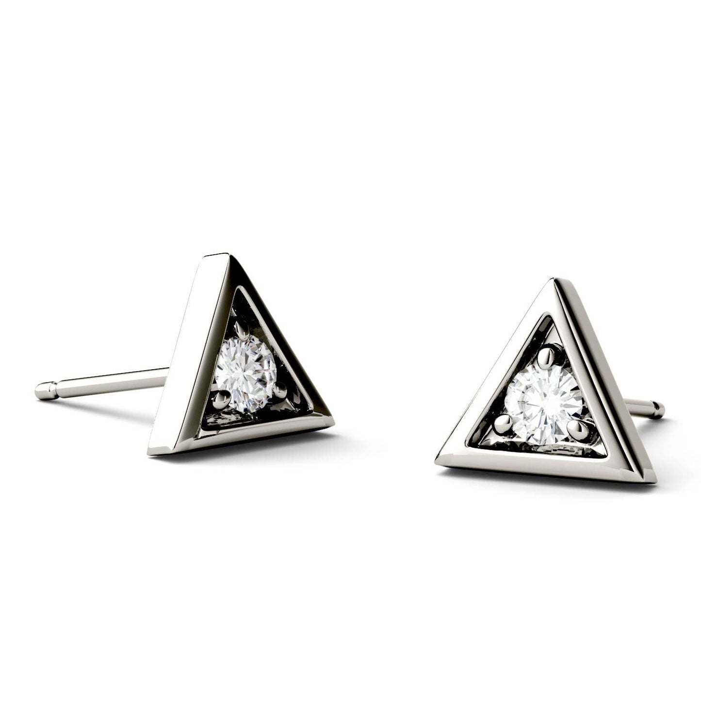 925 Sterling Sliver Round Cut Triangle Stud Earrings