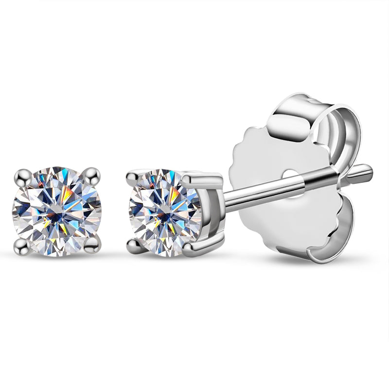 925 Sterling Silver Round Cut Cubic Zirconia Classic Stud Earrings