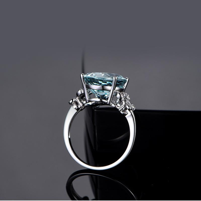 925 Sterling Silver Butterfly Design Oval Natural Blue Topaz Gemstone Ring 4