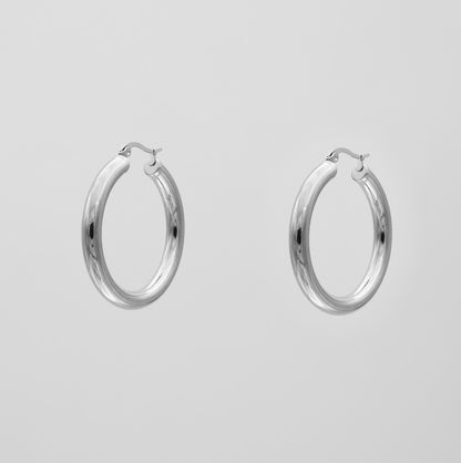 925 Sterling Silver Classic Silver Filled Hoops 15