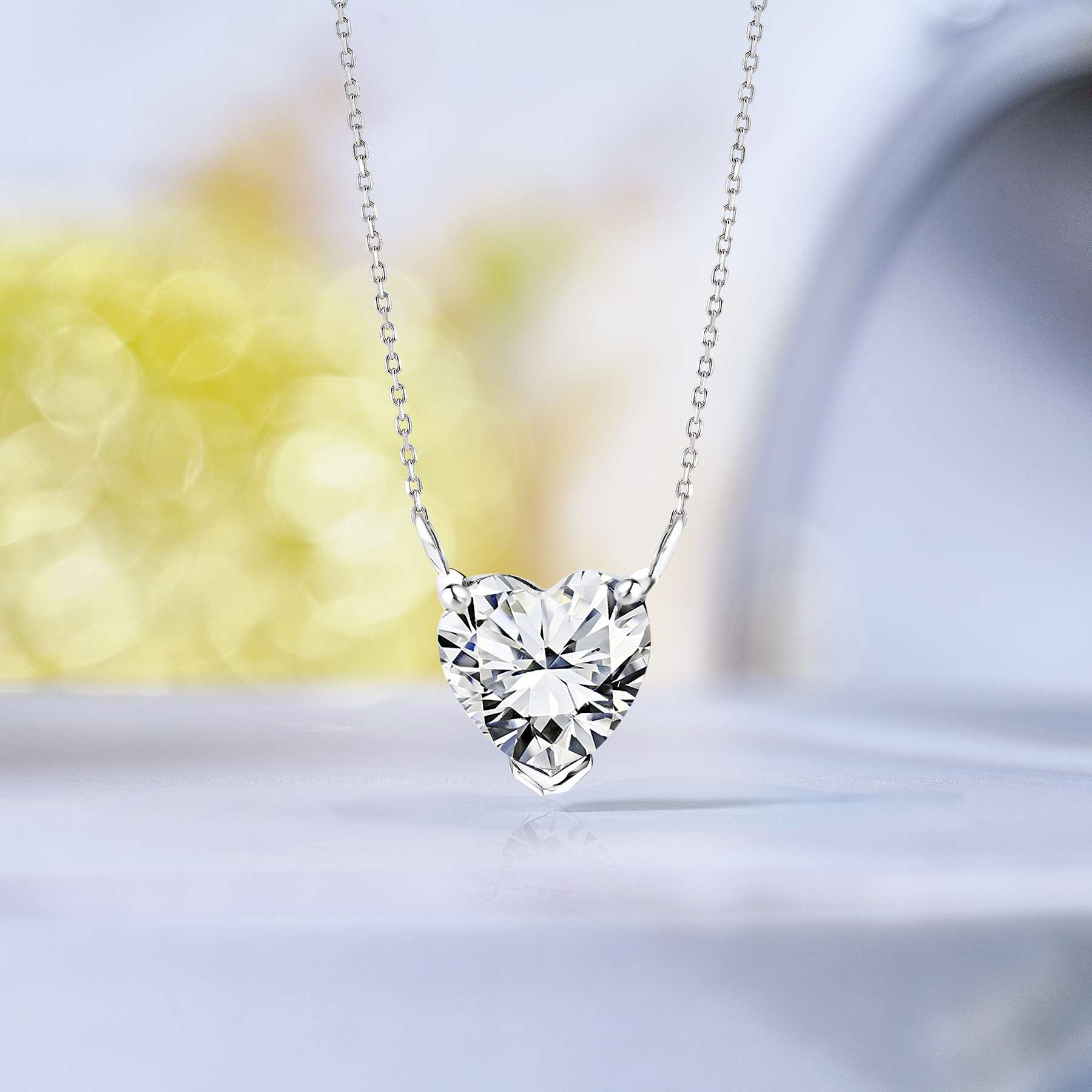 925 Sterling Silver Heart Cut Necklace